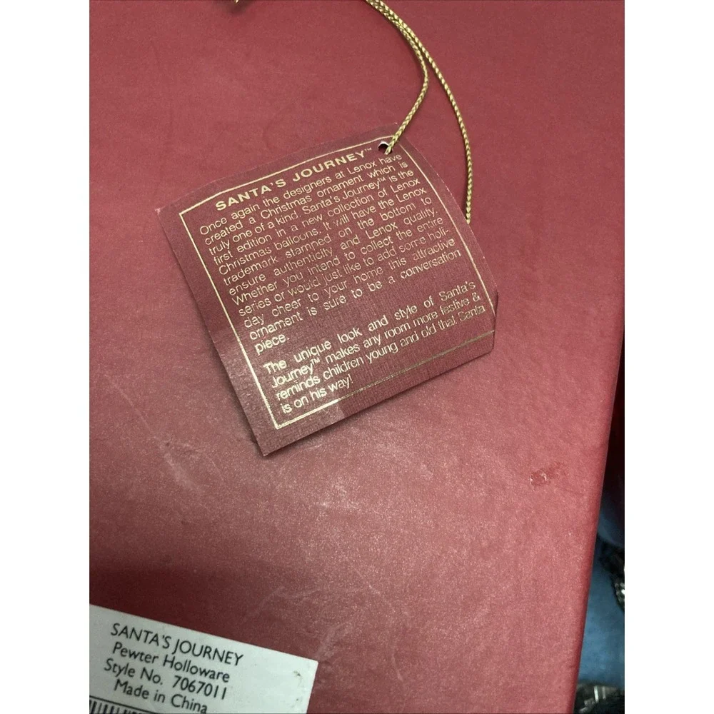 CIB Lenox Kirk Stieff Collection Santa's Journey Pewter Holloware Ornament